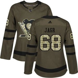 Damen Pittsburgh Penguins Trikot Jaromir Jagr 68 Camo Grün Authentic